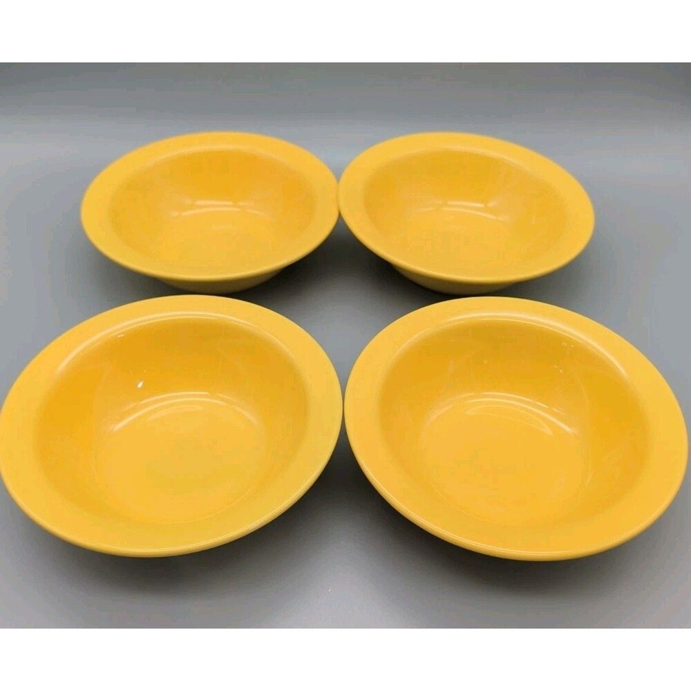 Set of 4 World Tableware Ultima China 289 Yellow Rimmed 6.5" Oatmeal Soup Bowls
